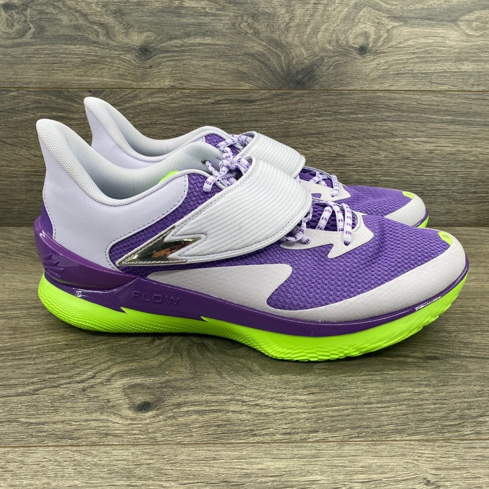 Under Armour Curry Flow 10 Basketball Shoes Mens 14 Purple Lime 3028803-535